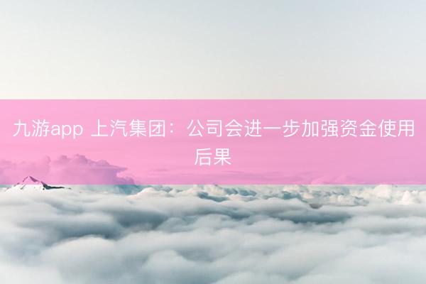 九游app 上汽集团：公司会进一步加强资金使用后果
