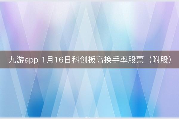 九游app 1月16日科创板高换手率股票（附股）