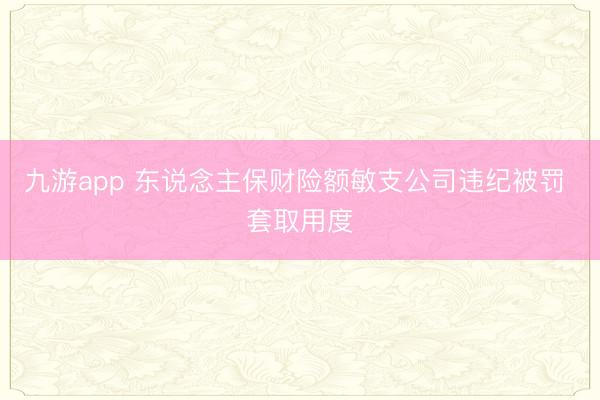 九游app 东说念主保财险额敏支公司违纪被罚 套取用度
