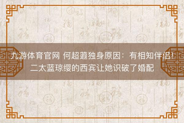 九游体育官网 何超蕸独身原因：有相知伴侣！二太蓝琼缨的西宾让她识破了婚配