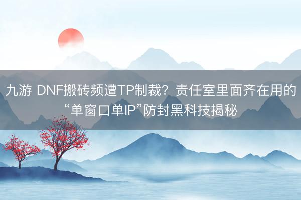 九游 DNF搬砖频遭TP制裁？责任室里面齐在用的“单窗口单IP”防封黑科技揭秘
